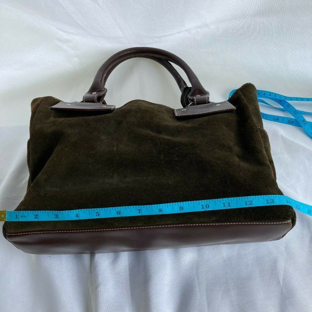 Suede Tote Ralph Lauren Styled Equestrian Quiet Luxury Olive Bag - Picture 6 of 10